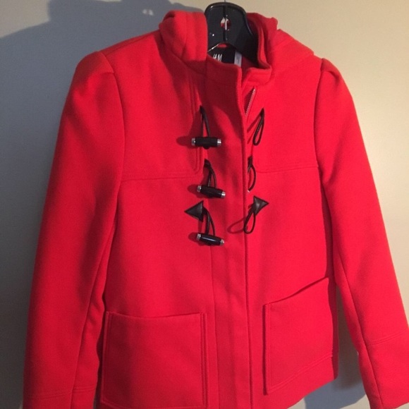 H&M Women’s Hooded RED Jacket Size 4 - Picture 2 of 11